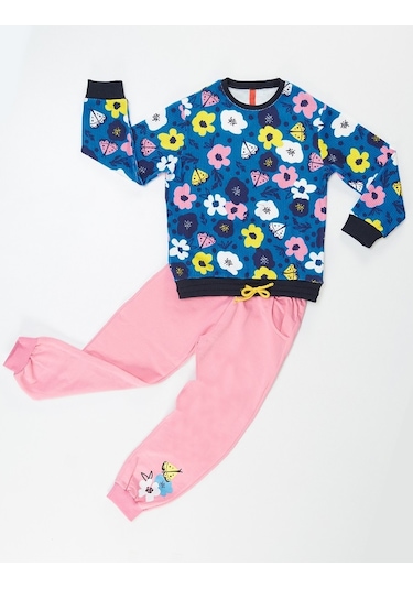 Denokids Mushi Çiçekli Kız Eşofman Takım Çok Renkli