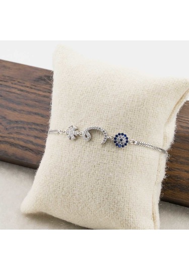 925 Ayar Gümüş Nazar Kar Tanesi Vavlı Kadın  Bileklik