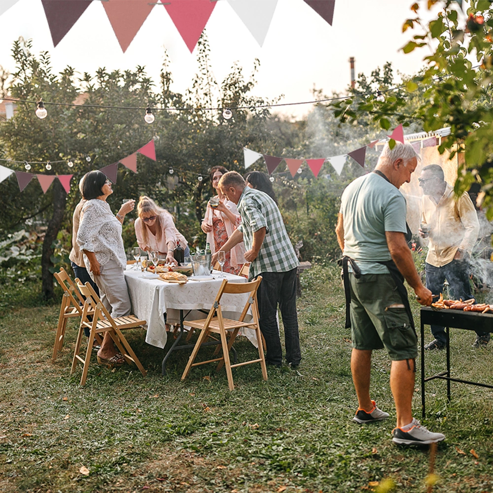 Lemestar 3 Metre Deri İp İle Kamp Bayrakları Seti - Kahverengi, 12 Adet Bayrak, Dış Mekan Kullanıma Uygun Kahverengi