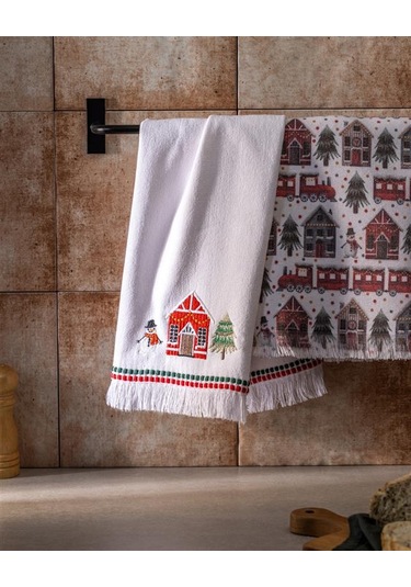 Yılbaşı Charmant Mutfak Havlu Seti - Beyaz Beyaz