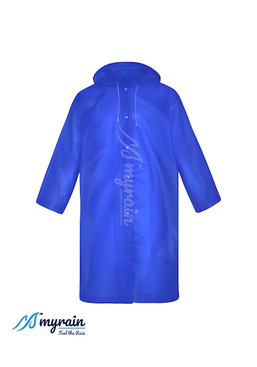 Myrain Kapüşonlu Çıtçıtlı Eva Yağmurluk Mavi
