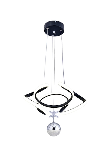 Nadya Tek Toplu Modern Sarkıt Avize ,siyah Sarkıt Power Led Avize, 3 Renk Yanabilen Led Avize,
