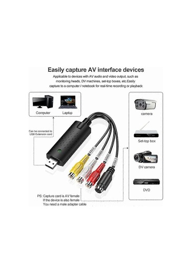 Vhs'den Dijitale Dönüştürücü, Hi8 Vhs'den Dvd'ye Video Yakalama Kartı, Dijital Video Ses Dönüştürücü Adaptör, Vhs'den Usb'ye