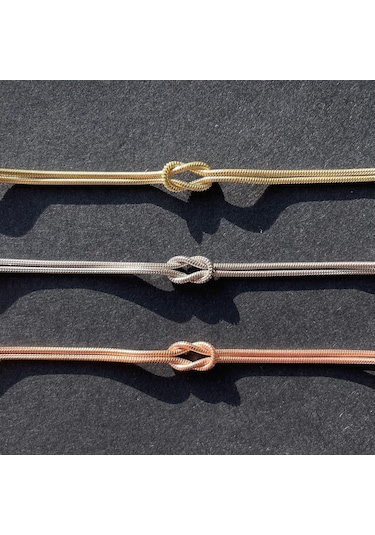 Samdoo 14k Altın Kaplama Aşk Düğümü Bilezikler Çiftler İçin Simgeleyici Bağlantı Zincir Kolye Gold