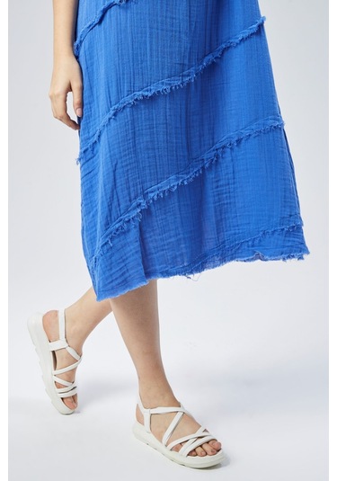 Muslin Elbise Yazın Vazgeçilmesi Mavi