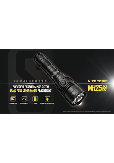 Nitecore Mh25s 1800 Lümen El Feneri ( 1x18650 ) Siyah