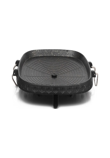 Pişirme Tavası Kare Izgara Tava Siyah Kore Barbekü Açık Hava Barbekü Xz Siyah