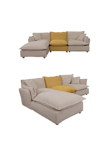 Lavinia Giydirilebilir Kılıflı L Köşe Koltuk Krem