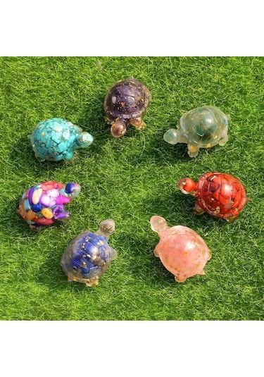 Lemestar Mavi Kaya Kaplumbağa Figürü, Safir Kristal Ve Altın Folyo İle Dekoratif, Ev Ve Ofis İçin Uygun, Feng Shui Ve Sağlık Enerjisi Sağlar, 1 Adet