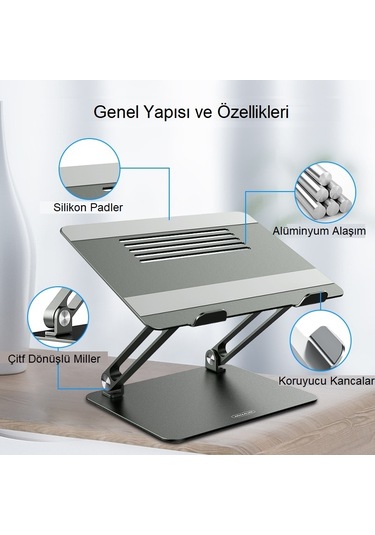 Triline Full Alüminyum Ayarlanabilir Macbook Laptop Standı 10-17