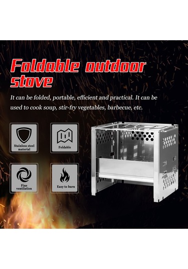 Samdoo Portatif Çelik Harçlı Çadır Ocağı - Katlanabilir Barbekü Izgarası, Çok Amaçlı Odun/kömür Isıtıcı, Piknik Ve Kamp İçin Pratik Isı Kaynağı Gümüş