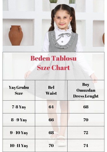 Kız Çocuk Kaz Ayağı Desenli Pileli Elbise Ve Likralı Body Siyah-beyaz