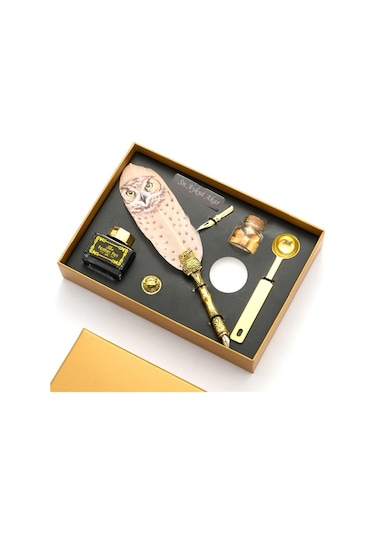 Kişiye Özel Baykuş Desenli Tüylü Divit Kalem Set