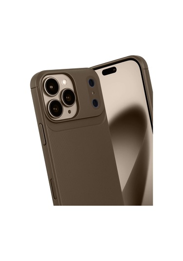 İphone Uyumlu 17 Pro Max Kılıf Focus Carbon Silikon Kapak Kahverengi