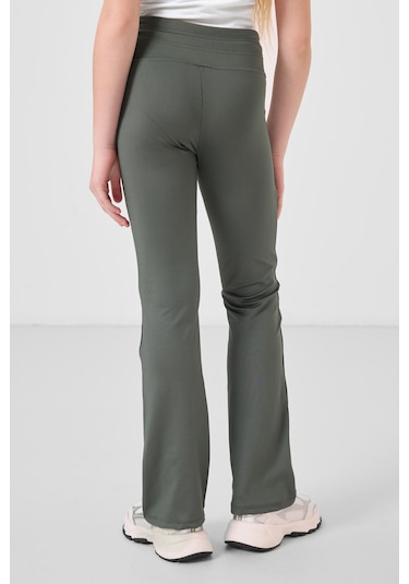 Tommylife Haki Esnek Standart Fit Basic Performans İspanyol Paça Kız Çocuk Tayt - 75193 Haki