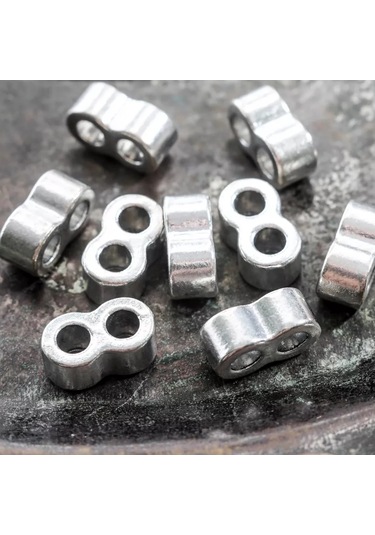 Kafebizu Boncuk Ayırıcı 10 Adet 16.5x9x9 Mm Gümüş Renkli 209195145