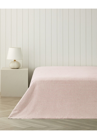 Modern Grid Çift Kişilik Pike 180x220 Cm Pembe