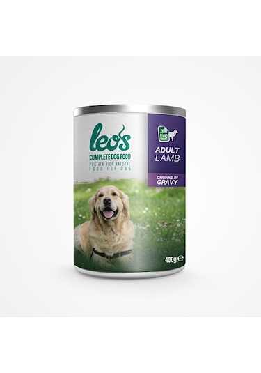 Leos Kuzu Parça Etli Soslu Konserve Yetişkin Köpek Maması 400 G