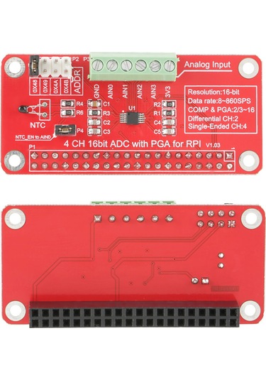 Ximistore9 Raspberry Pi 3/2/b+ İçin 16-bit Hassasiyetli Ads1115 Adc Dönüştürücü Modülü - I2c Arayüzlü 4 Kanal Analog-dijital Çevirici
