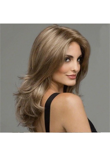 Uzun Kıvırcık Kadın Peruk Kahverengi Büyük Dalga