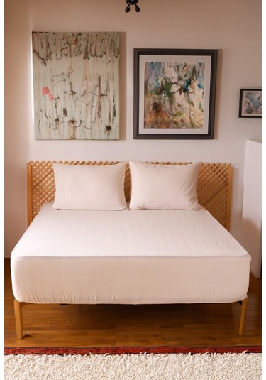 Moosh Çift Kişilik Lastikli Çarşaf Takımı Krem