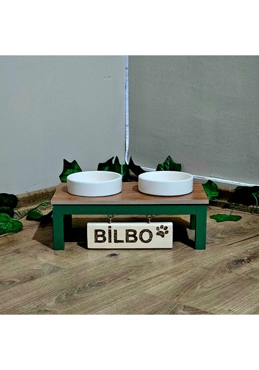 Tekir Store Özel İsimli Kedi & Köpek Mama Su Kabı Seramik Kase İkili