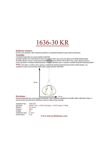 Eray Aydınlatma 1666-30 Krom Led Avize