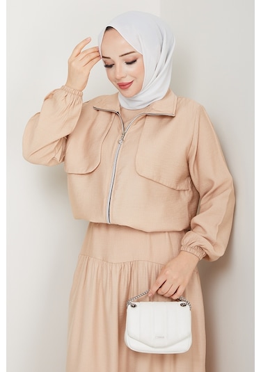 Milda Ceket Elbise İkili Takım 1579 - Bej Bej