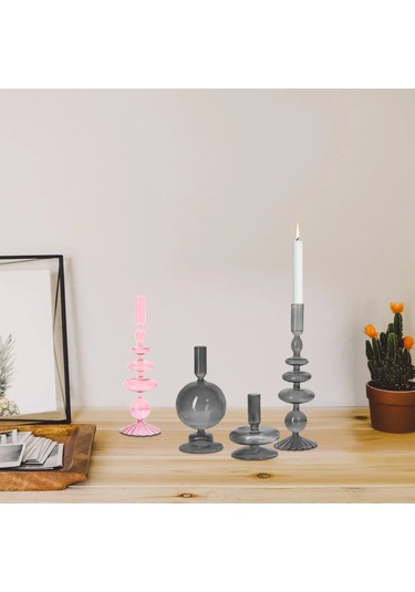 Yifomall 3 Lü Şık Cam Mumluk Seti - Farklı Boyutlarda Dekoratif Ve Modern Tasarım