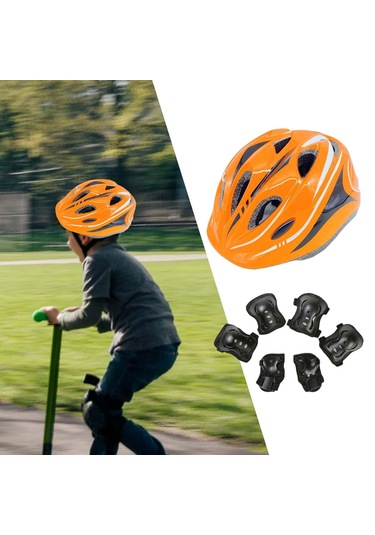 Suntek Çocuklar Koruyucu Dişli Diz Bilek Dirsek Pedleri Turuncu Turuncu