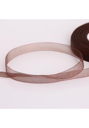 Koyu Kahverengi 50 Yards/rulo Dıy Organze Kurdele Hediye Paketleme 12mm Parti Düğün Dekorasyon Kumaşı