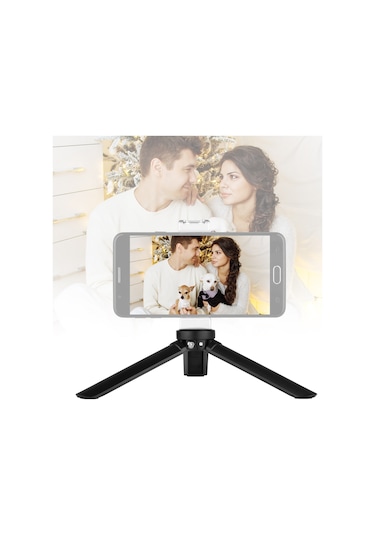 Geeksen Mobil Gimbal Desteği İçin Mini Metal Masaüstü Tripod - 1/4" Vidalı Bağlantı, Sağlam Ve Taşınabilir Siyah