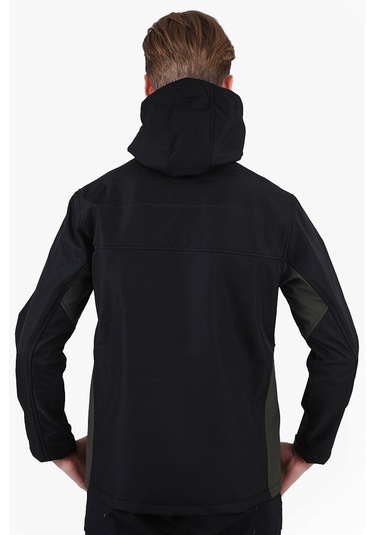 Çift Renkli Riptstop Softshell Mont Siyah - Haki