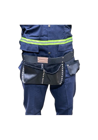 10 Adet Hakiki Deri Çivi Önlüğü Bel Çantası Siyah