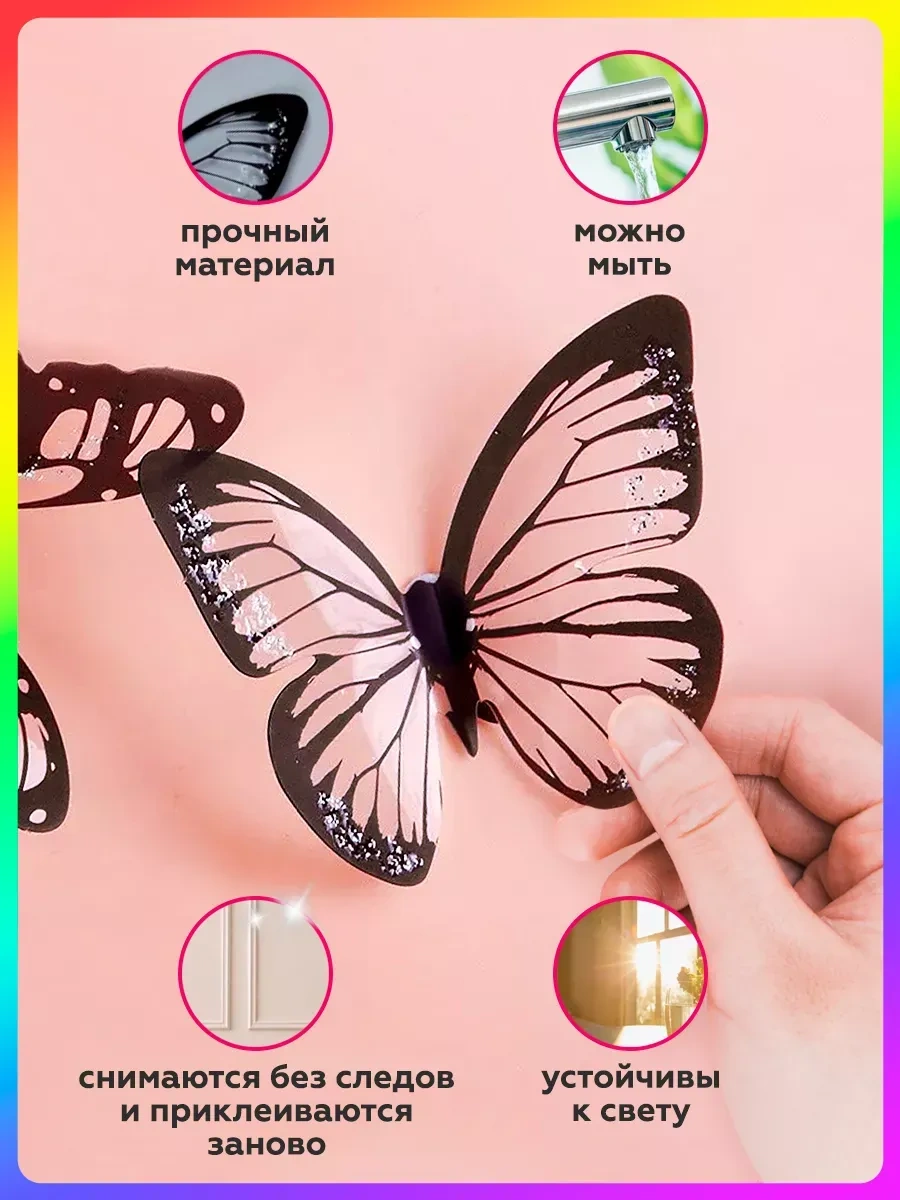 0'stickers 3d Dekoratif Kelebek Duvar Dekoratif Çıkartmaları 175691580 Siyah