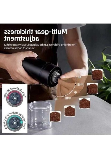 Ulzyvf Seramik Bıçaklı 15 Seviye Usb Şarjlı Kahve Değirmeni - Beyaz, Fırça Hediyeli/ Beyaz