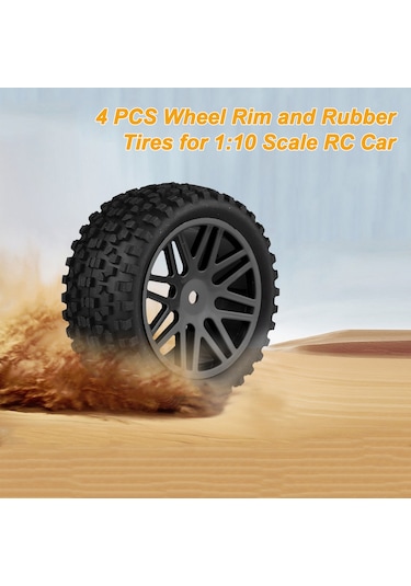 Maiyame 1:10 Ölçekli 4x4 Rc Araçlar İçin 85mm Siyah Kauçuk Lastikler, Jantlı, Yüksek Tutuş, Engelleri Kolay Aşar