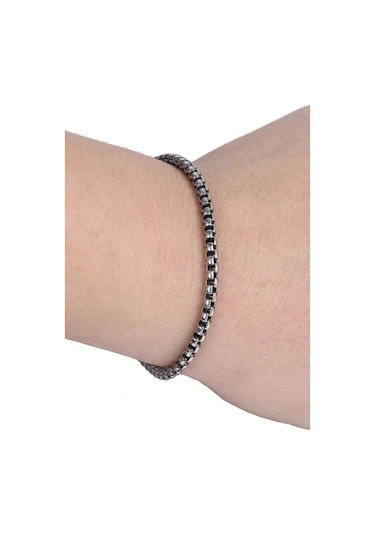 Yuvarlak Kibar Erkek Çelik Zincir Bileklik 4 Mm 21 Cm Eck07B