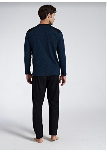Pijadore Erkek Siyah Viskon Uzun Kollu Pijama Takımı 1747 Siyah