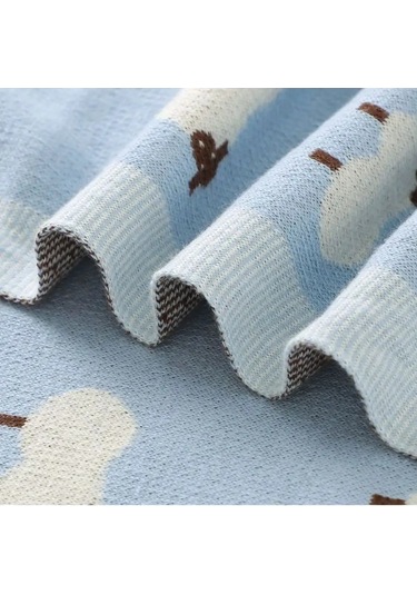 Luckylu Yeni Doğanlar İçin Pamuklu Battaniye, %100 Pamuk, 100x80, Çocuk 141669544 Açik Mavi