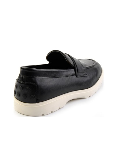 Siyah Hakiki Deri Erkek Casual Ayakkabı E01087113103 Siyah