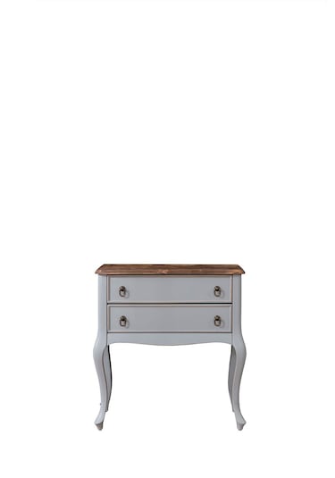 Wooding Masif 2 Çekmeceli Gri Ceviz Komodin - Mini Konsol