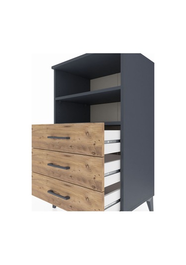 Hyperion Komodin 2 Raflı 3 Çekmeceli 60x44x106 Antrasit-çam Antrasit
