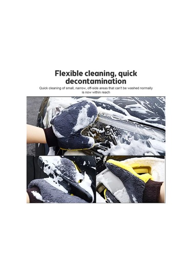 Yifomall Çift Taraflı Süper Emici Araç Temizleme Eldiveni - 23x20cm Sarı Coral Fleece