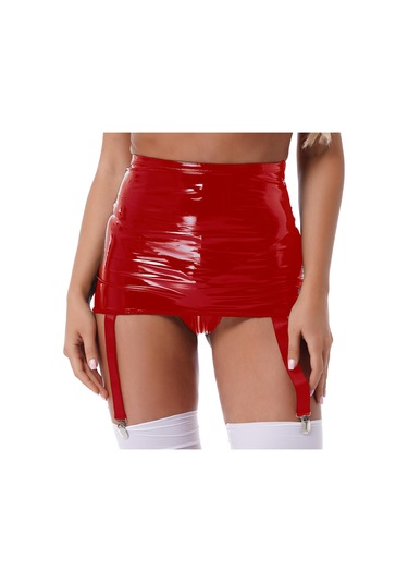 Kırmızı Artı Boyutu Kadın Yüksek Bel Mini Etek Lateks Jartiyer 6 Askılı Metal Klip Tutucu Askı Kemer Kırmızı Kırmızı Artı Boyutu Kadın Yüksek Bel Mini Etek Lateks Jartiyer 6 Askılı Metal Klip Tutucu Askı Kemer Kırmızı