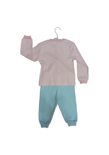 Bisiklet Yaka Uzun Kollu Baskılı Kız Bebek 2'li Takım Pembe