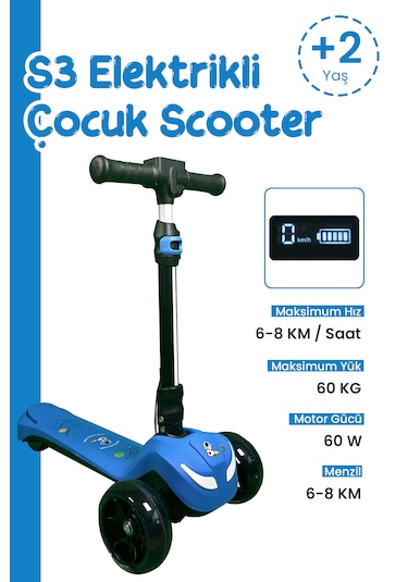Electron Led Işıklı Hoparlörlü Yükseklik Ayarlı Elektrikli Scooter - 60w