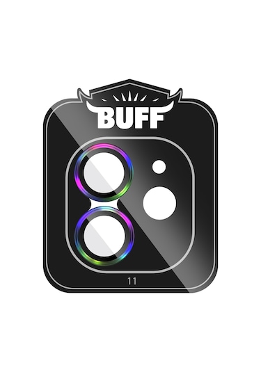 Buff Apple Uyumlu iPhone 11 / 12 / 12 Mini Kamera Metal Lens Koruyucu Gökkuşağı