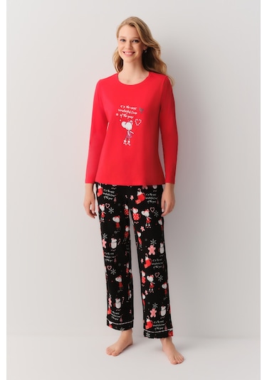 Suwen Lulusu Pijama Takımı Sh26259660a911 Siyah Desenli