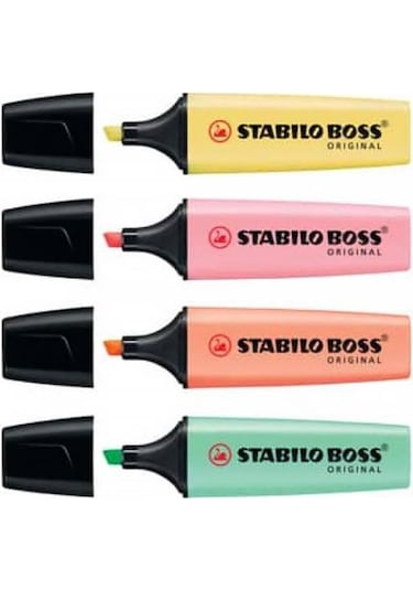 Stabilo Boss Pastel Renk Fosforlu Kalem 4 Renk Çok Renkli